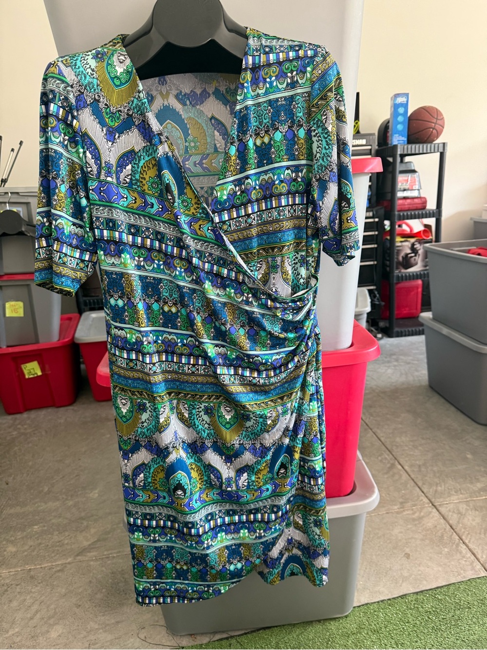 Blue & Green Patterned Wrap Dress mp14